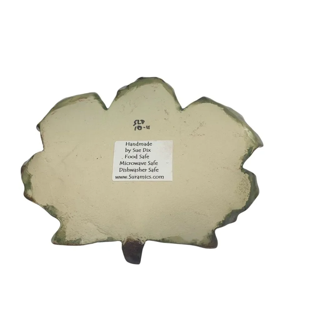 Suramics Set of 2 Leaf Pottery Ladybug Trinket Trays Decor Fall